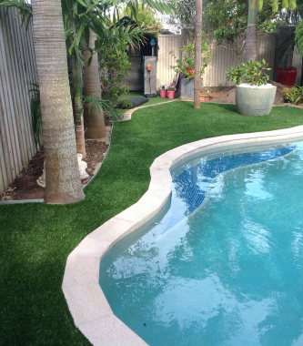 Artificial Grass Installation At Pool Area